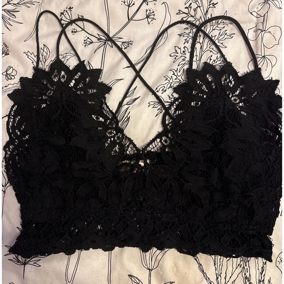 Peach Love California Other - Peach Love Black Full Lace Unlined Longline‎ Bralette, Size Large
